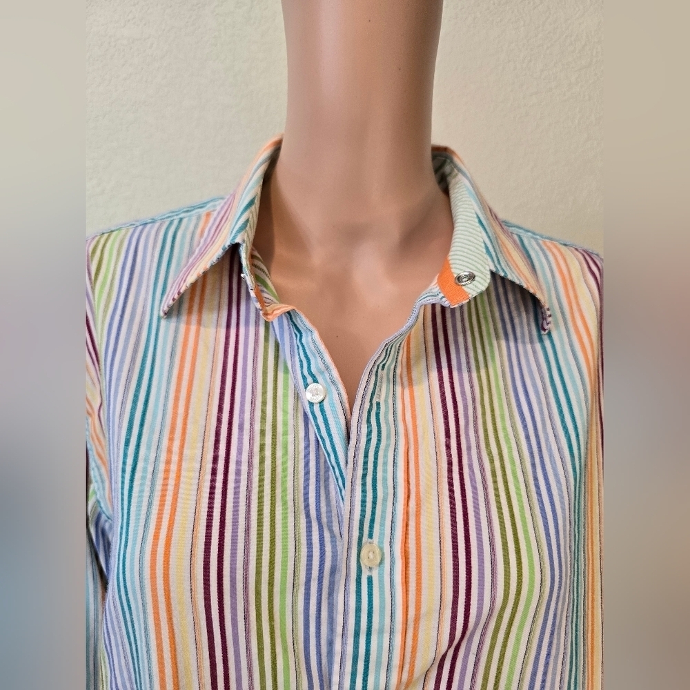 nick(it) New York London Long Sleeve Flip Cuff Button-Front Shirt Size Large - Picture 2 of 9